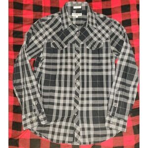 Express Button Down Shirt‎ Casual Plaid Men's Medium Black 122